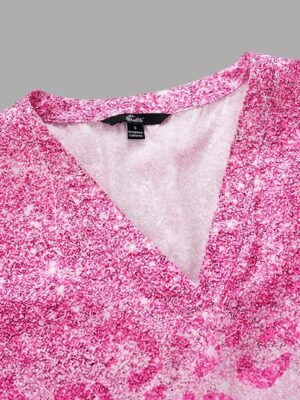 Casual Regular Neon Bright Print V Neck 3/4 Sleeve Blouse - Image 4