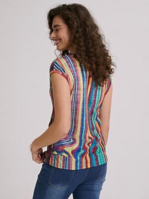 Casual Regular Neon Striped V Neck Sleeveless Top - Image 4