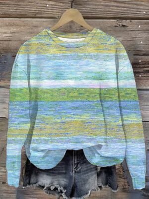 Casual Regular Ombre Crew Neck Long Sleeve Top - Image 10
