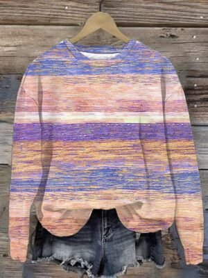 Casual Regular Ombre Crew Neck Long Sleeve Top - Image 11