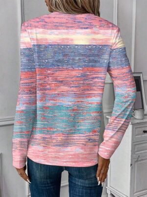 Casual Regular Ombre Crew Neck Long Sleeve Top - Image 3