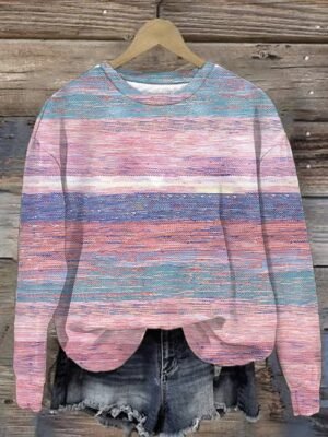 Casual Regular Ombre Crew Neck Long Sleeve Top - Image 8