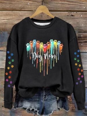 Casual Regular Ombre Heart Crew Neck Long Sleeve Top - Image 4
