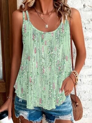 Casual Regular Ombre U Neck Sleeveless Tank Top - Image 1
