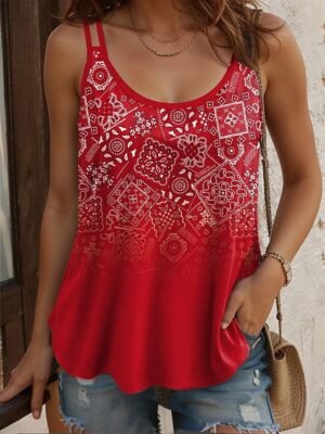 Casual Regular Ombre U Neck Sleeveless Tank Top - Image 10