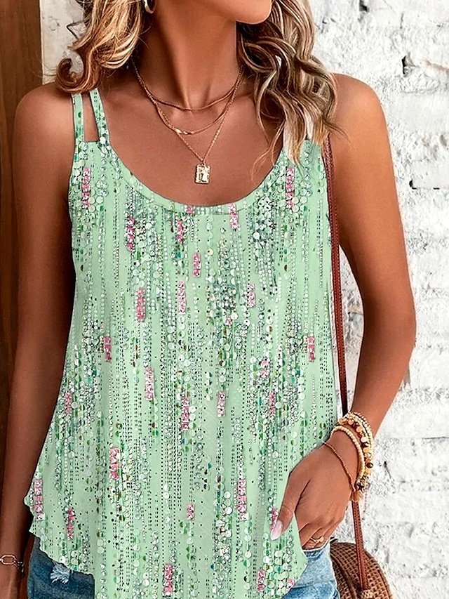 Casual Regular Ombre U Neck Sleeveless Tank Top - Image 2