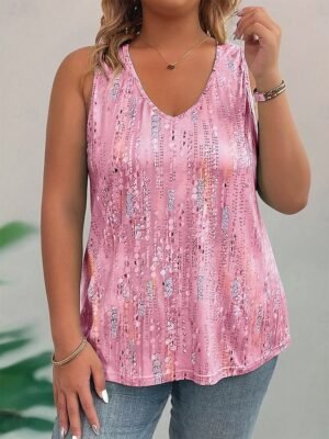 Casual Regular Ombre U Neck Sleeveless Tank Top - Image 21