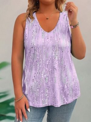 Casual Regular Ombre U Neck Sleeveless Tank Top - Image 23