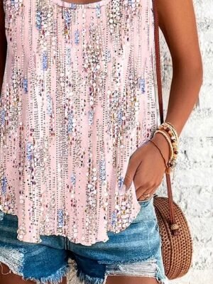 Casual Regular Ombre U Neck Sleeveless Tank Top - Image 6