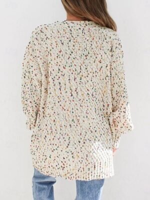 Casual Regular Paisley V Neck Long Sleeve Knitted Cardigan - Image 2