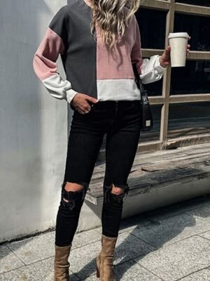Casual Regular Plaid Crew Neck Long Sleeve Knit Top - Image 4
