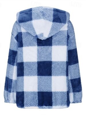 Casual Regular Plaid Hooded Long Sleeve Jacket - Image 9