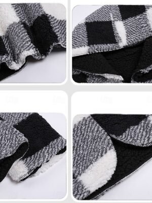 Casual Regular Plaid Open Front Long Sleeve Regular Hoodie - Image 3