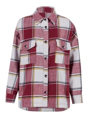 Casual Regular Plaid Shirt Collar Long Sleeve Top - Image 4