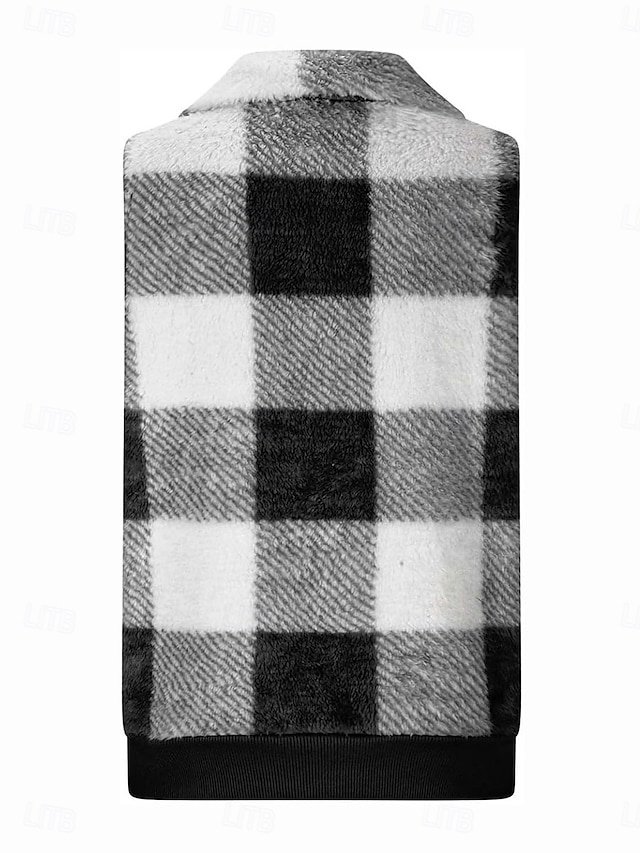 Casual Regular Plaid Stand Collar Sleeveless Vest - Image 2