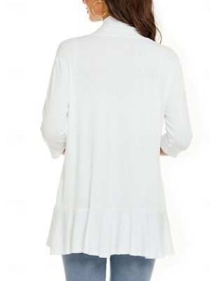 Casual Regular Plain Collarless Long Sleeve Jacket - Image 13