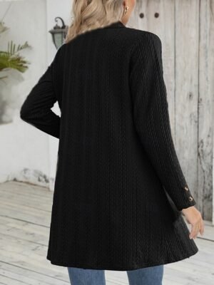 Casual Regular Plain Collarless Long Sleeve Jacket - Image 3