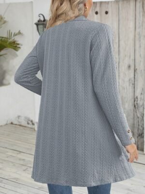 Casual Regular Plain Collarless Long Sleeve Jacket - Image 6