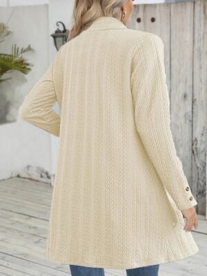 Casual Regular Plain Collarless Long Sleeve Jacket - Image 9