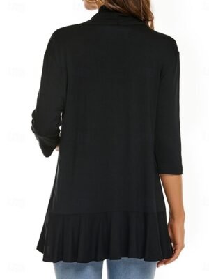 Casual Regular Plain Collarless Long Sleeve Jacket - Image 9