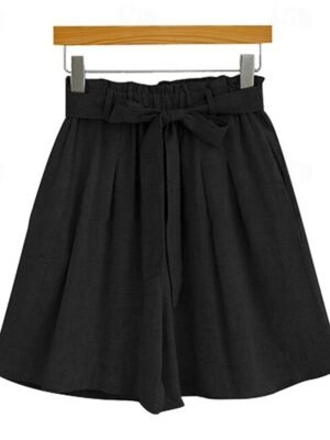 Casual Regular Plain Drawstring Inelastic Shorts - Image 6