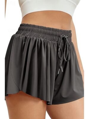Casual Regular Plain Elastic Drawstring Short Shorts - Image 11