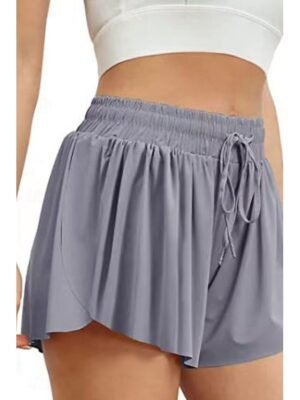Casual Regular Plain Elastic Drawstring Short Shorts - Image 19