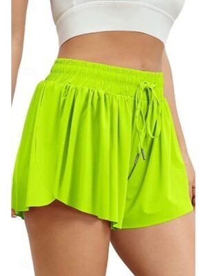 Casual Regular Plain Elastic Drawstring Short Shorts - Image 7