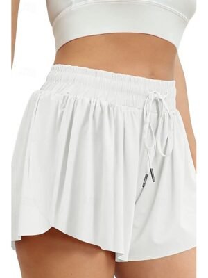 Casual Regular Plain Elastic Drawstring Short Shorts - Image 9