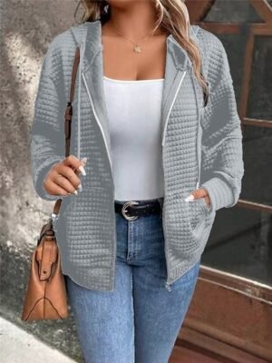 Casual Regular Plain Full Zip Long Sleeve Jacket - Image 10