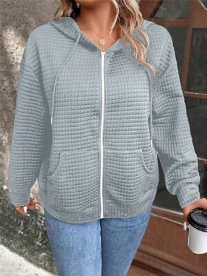 Casual Regular Plain Full Zip Long Sleeve Jacket - Image 11