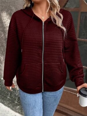 Casual Regular Plain Full Zip Long Sleeve Jacket - Image 8