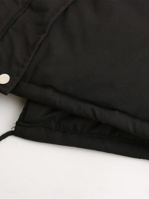 Casual Regular Plain Fur Collar Long Sleeve Parka - Image 3