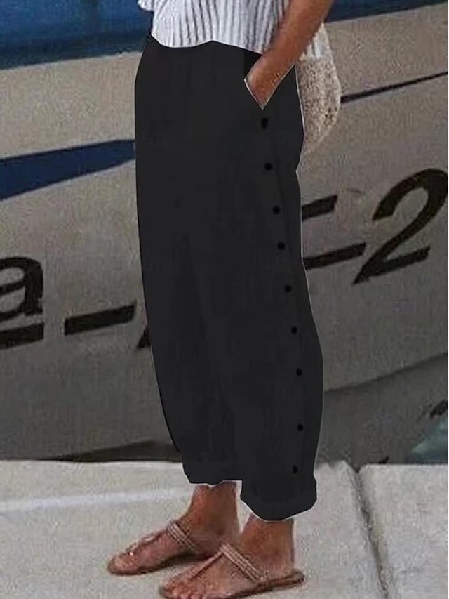 Casual Regular Plain High Waist Long Trousers - Image 1