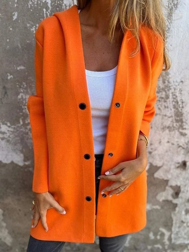 Casual Regular Plain Hooded Long Sleeve Hoodie Jacket - Image 1