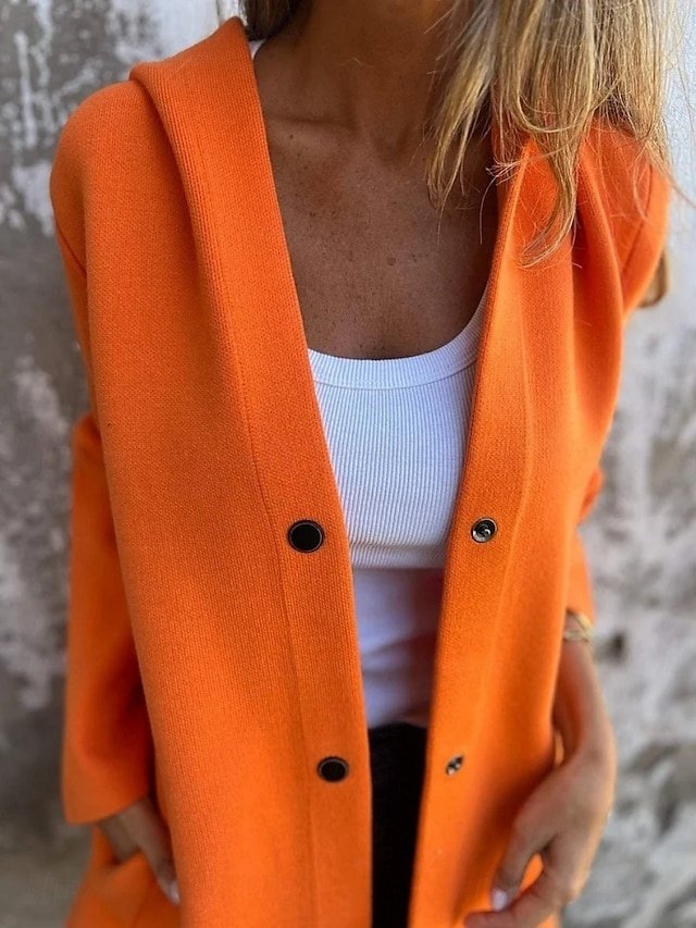 Casual Regular Plain Hooded Long Sleeve Hoodie Jacket - Image 2