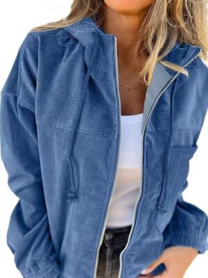 Casual Regular Plain Hooded Long Sleeve Jacket - Image 2