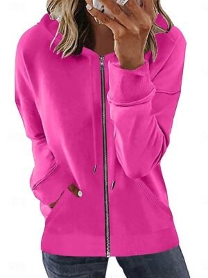 Casual Regular Plain Hooded Long Sleeve Pullover Hoodie - Image 7