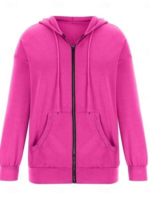 Casual Regular Plain Hooded Long Sleeve Pullover Hoodie - Image 8