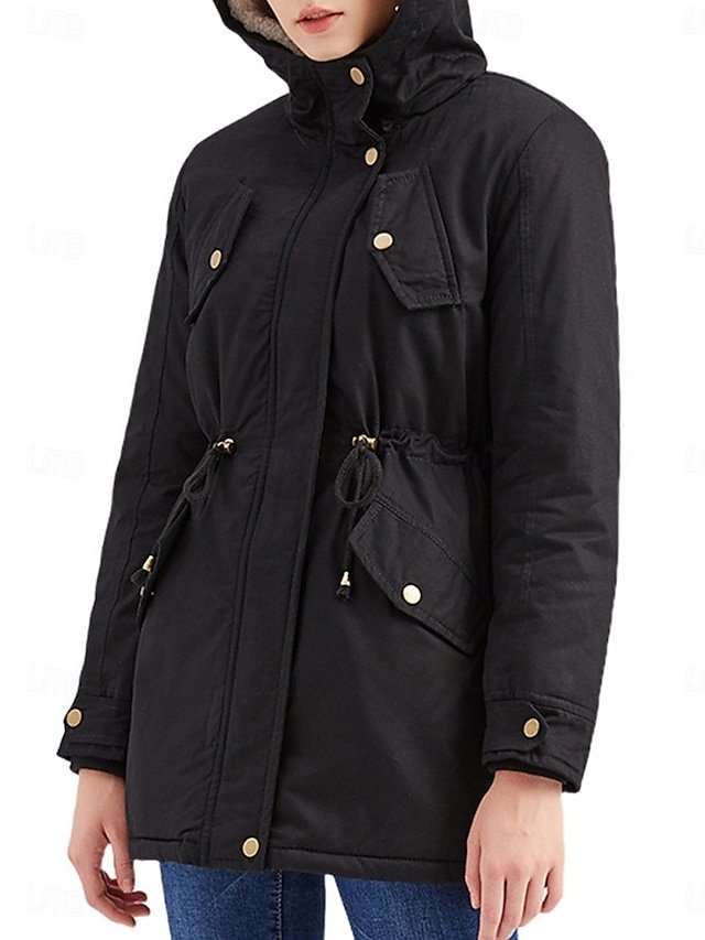 Casual Regular Plain Hoodie Zip Long Sleeve Teddy Jacket - Image 1