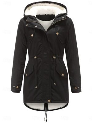 Casual Regular Plain Hoodie Zip Long Sleeve Teddy Jacket - Image 4
