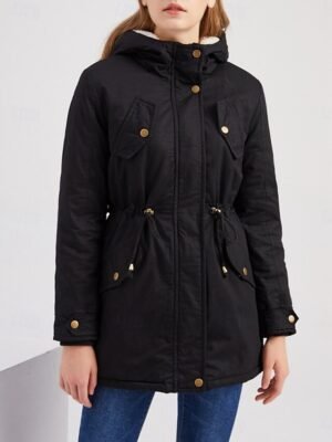 Casual Regular Plain Hoodie Zip Long Sleeve Teddy Jacket - Image 5
