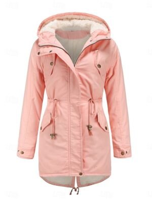 Casual Regular Plain Hoodie Zip Long Sleeve Teddy Jacket - Image 6