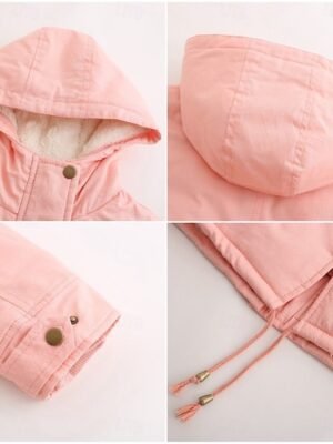 Casual Regular Plain Hoodie Zip Long Sleeve Teddy Jacket - Image 7
