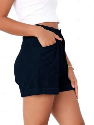 Casual Regular Plain Mid-Rise Side Pocket Shorts - Image 4
