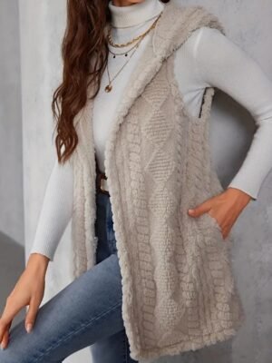 Casual Regular Plain Open Front Sleeveless Vest - Image 1