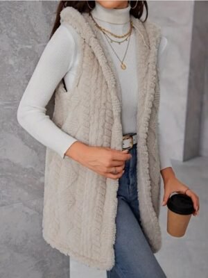 Casual Regular Plain Open Front Sleeveless Vest - Image 3