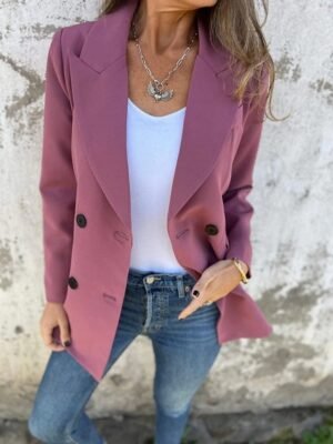 Casual Regular Plain Peaked Lapel Long Sleeve Blazer - Image 1