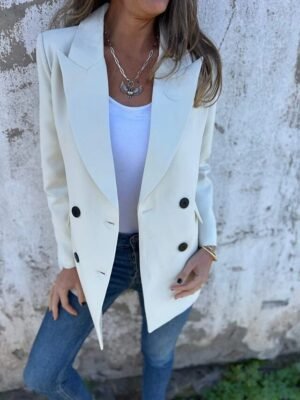 Casual Regular Plain Peaked Lapel Long Sleeve Blazer - Image 10