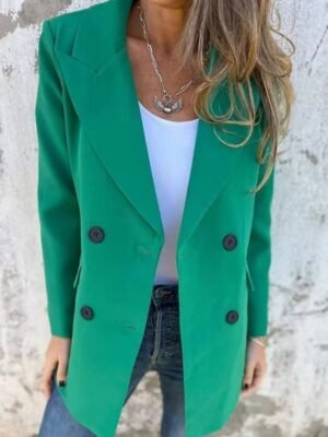 Casual Regular Plain Peaked Lapel Long Sleeve Blazer - Image 9